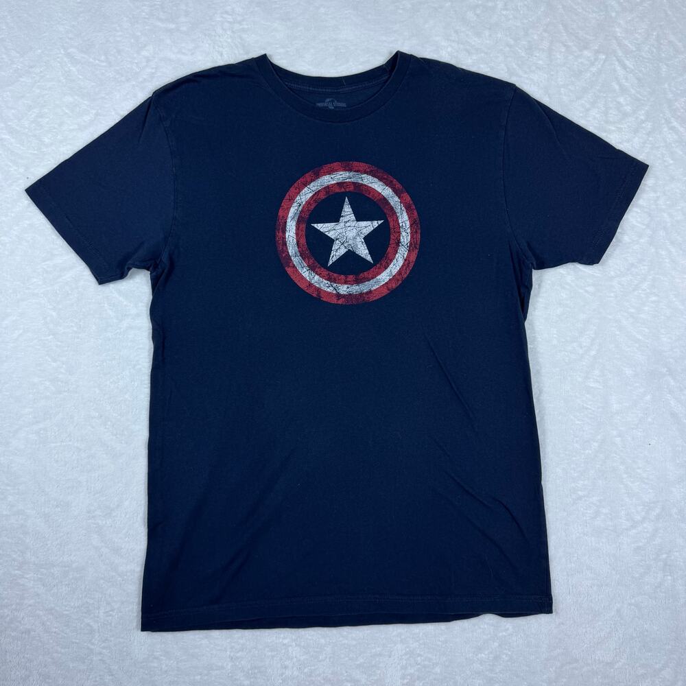 Marvel Universal Studios Men's Large Short Sleeve‎ Captain America T-Shirt Blue